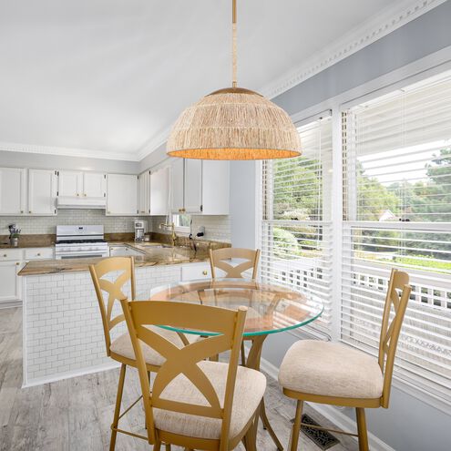 Copa 4 Light 24 inch Natural Brass Pendant Ceiling Light, Converts to Semi Flush