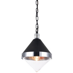 Sphericon 1 Light 9 inch Matte Black and Chrome Pendant Ceiling Light in Chrome and Clear