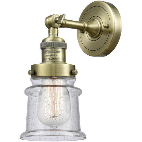 Franklin Restoration Small Canton LED 6.5 inch Antique Brass Sconce Wall Light in Seedy Glass, Franklin Restoration