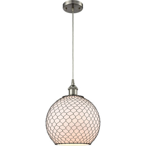 Ballston Large Farmhouse Chicken Wire 1 Light 10 inch Brushed Satin Nickel Mini Pendant Ceiling Light, Ballston