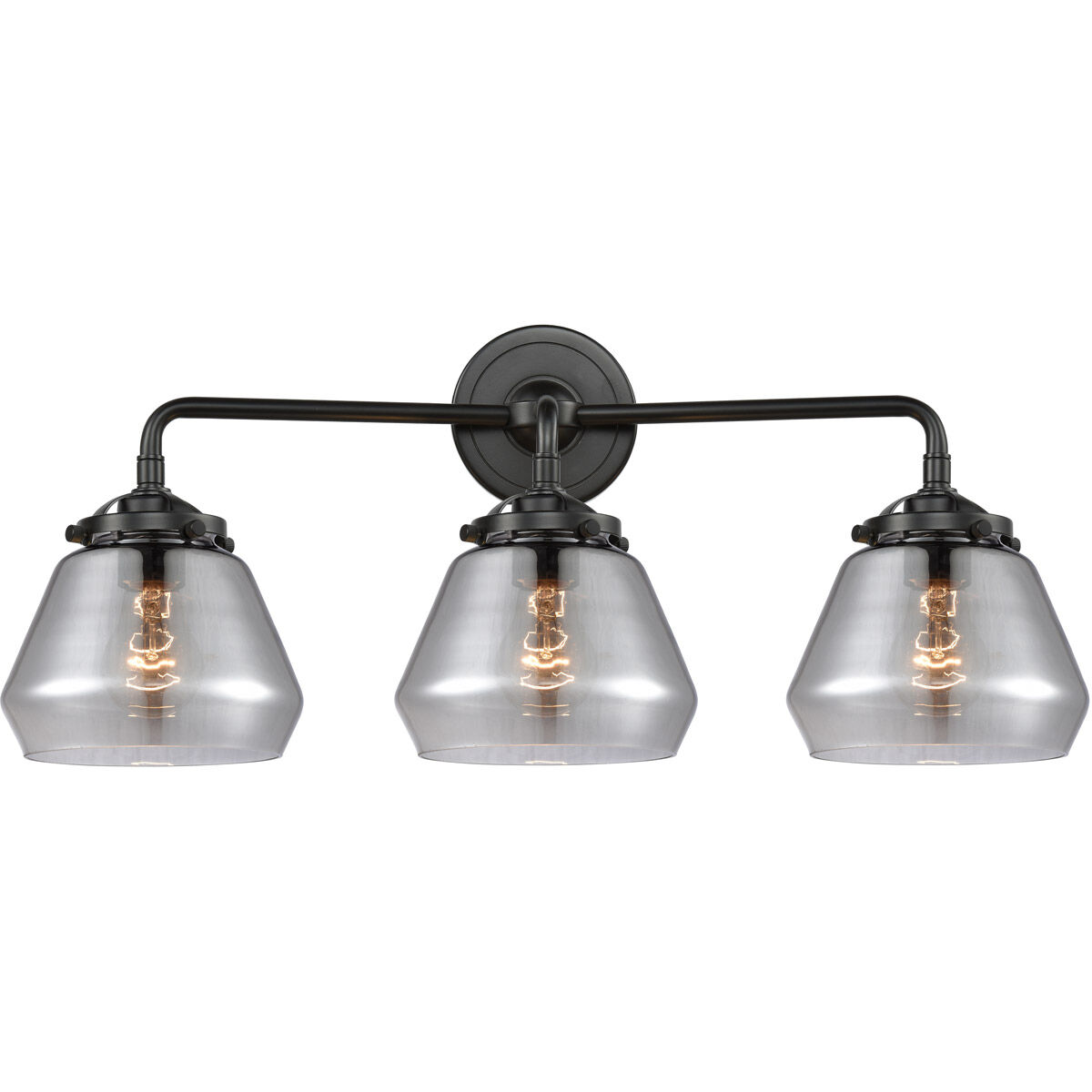 Nouveau Fulton 3 Light 25 inch Oil Rubbed Bronze Bath Vanity Light Wall Light in Plated Smoke Glass, Nouveau