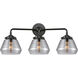 Nouveau Fulton 3 Light 25 inch Oil Rubbed Bronze Bath Vanity Light Wall Light in Plated Smoke Glass, Nouveau
