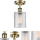 Ballston Cobbleskill 1 Light 5 inch Antique Brass Semi-Flush Mount Ceiling Light in Incandescent, Clear Glass, Ballston