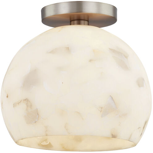 Alabaster Rocks Collection 1 Light 10 inch Brushed Brass Semi Flush Ceiling Light, Globe Family
