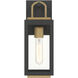 Fenmark 1 Light 13.25 inch Dark Matte Black and Legacy Brass Outdoor Wall Lantern