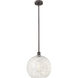 Edison White Mouchette 1 Light 13.75 inch Oil Rubbed Bronze Stem Hung Pendant Ceiling Light