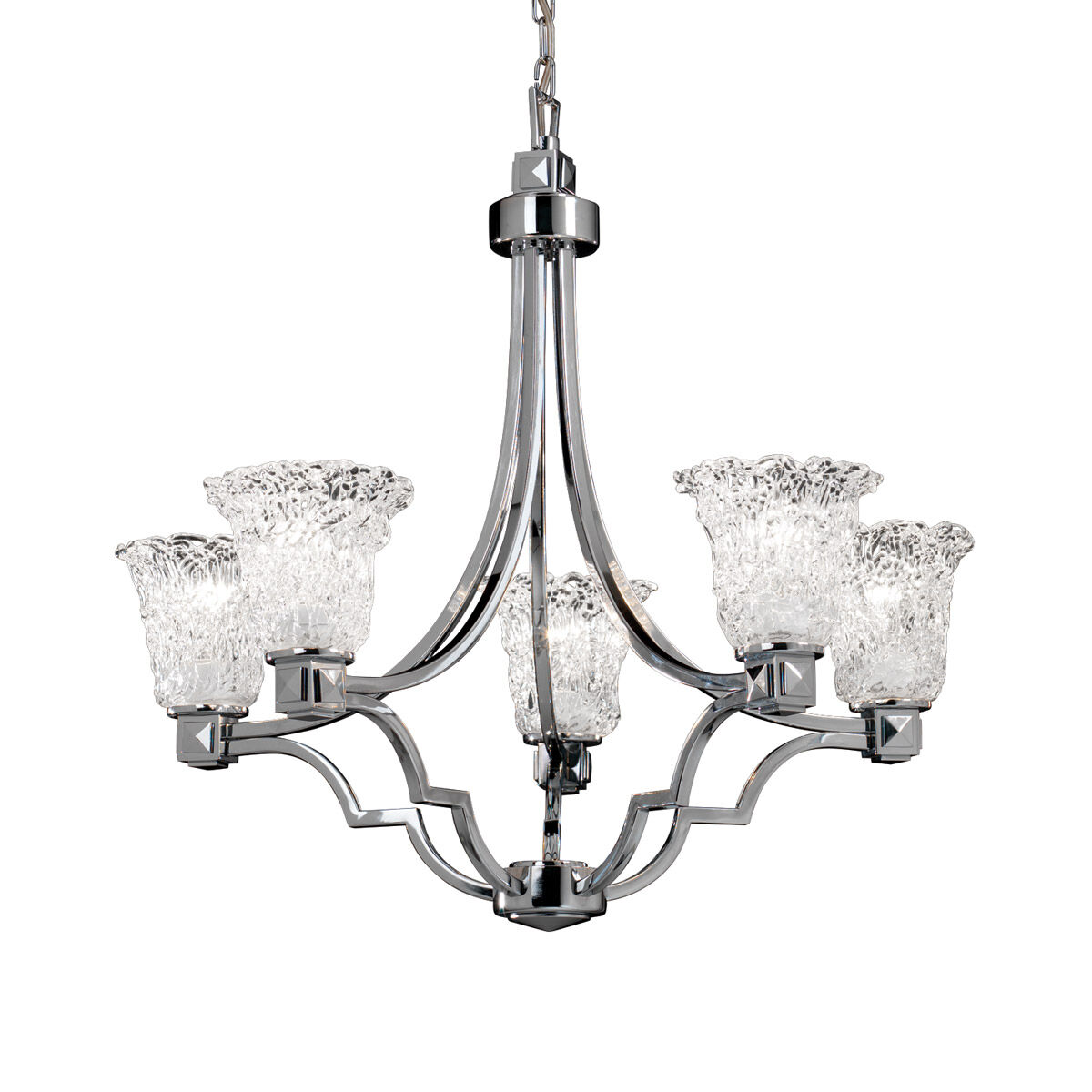Veneto Luce LED 28 inch Polished Chrome Chandelier Ceiling Light in 3500 Lm LED, Lace (Veneto Luce), Round Flared, Argyle
