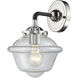 Nouveau Small Oxford 1 Light 8 inch Black Polished Nickel Sconce Wall Light in Clear Glass, Nouveau
