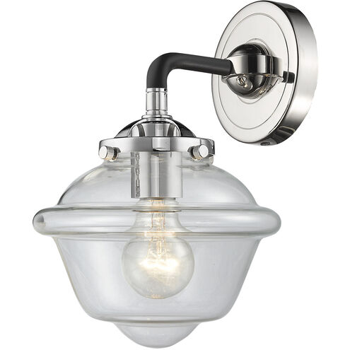Nouveau Small Oxford 1 Light 8 inch Black Polished Nickel Sconce Wall Light in Clear Glass, Nouveau