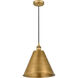 Edison Cone LED 12 inch Brushed Brass Mini Pendant Ceiling Light