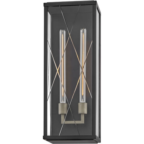 Monte 2 Light 25 inch Black with Burnished Bronze Outdoor Wall Mount