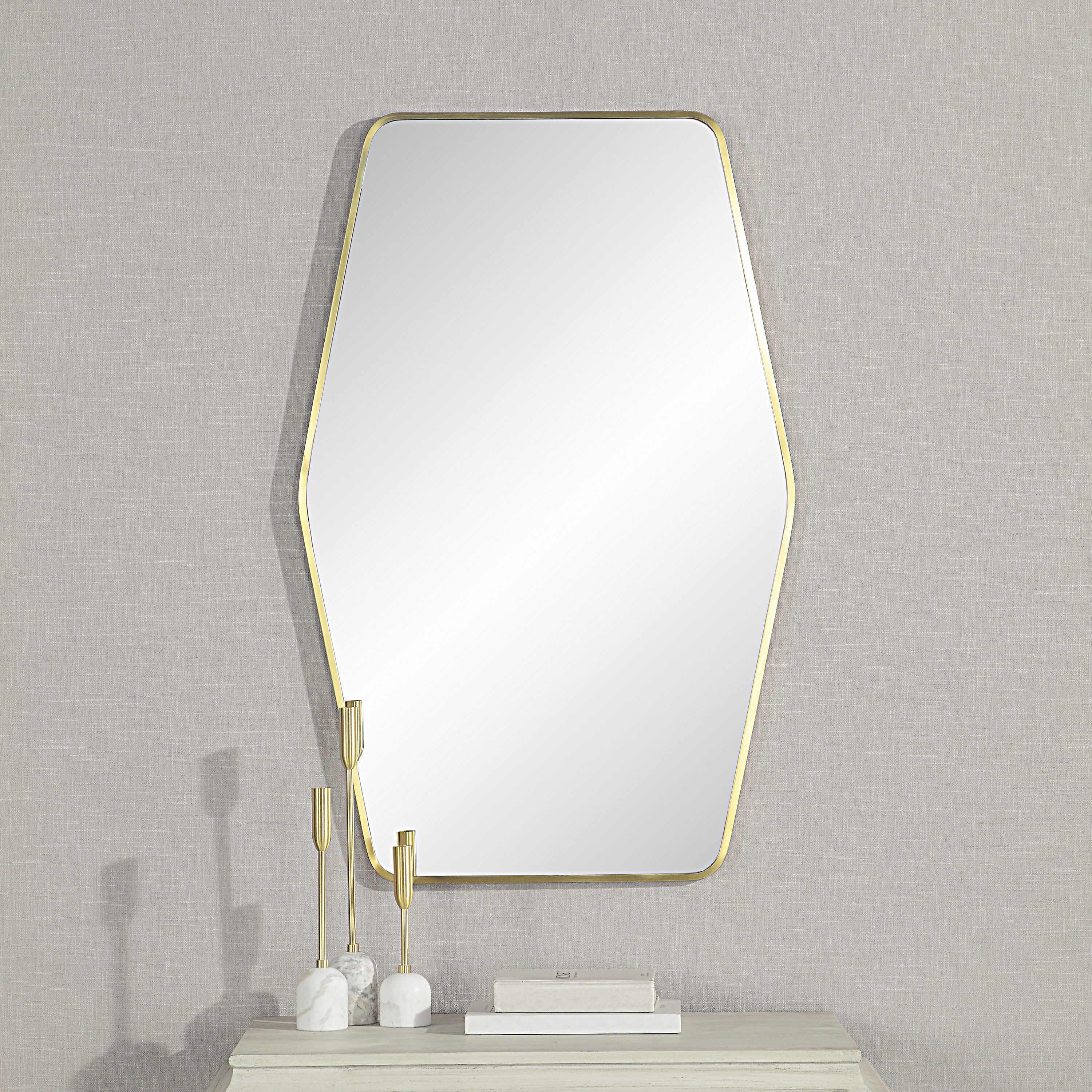 Mocha 40 X 26 inch Satin Brass Wall Mirror