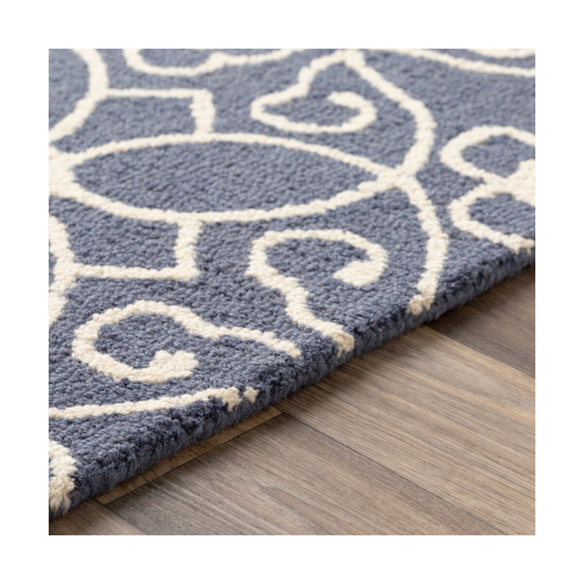 Scott 72 X 48 inch Dark Blue/Cream Rugs, Wool