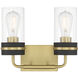 Marbridge 2 Light 12 inch Vintage Brass and Matte Black Bathroom Vanity Light Wall Light