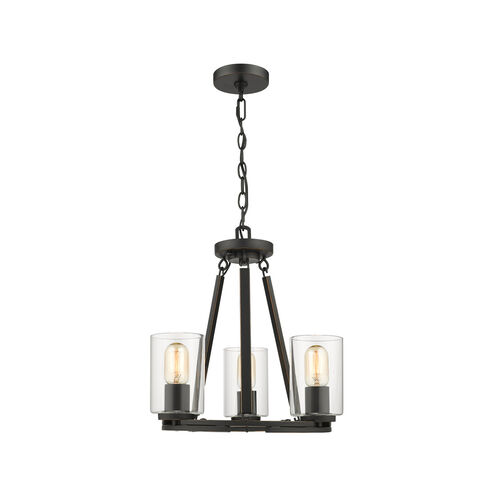 Monroe 3 Light 16 inch Matte Black with Gold Highlights Chandelier Ceiling Light in Clear Glass, Convertible