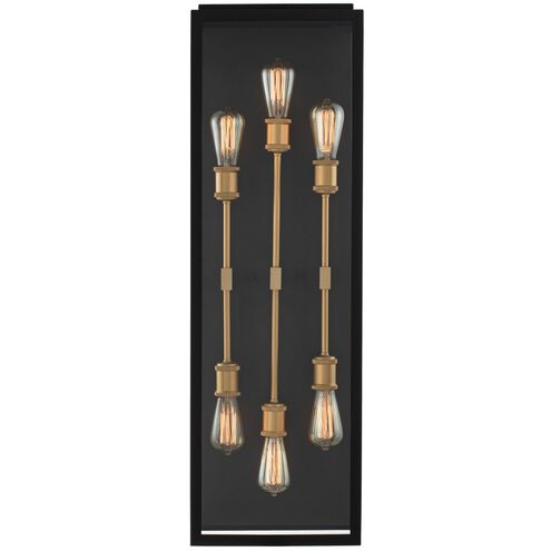 Ashland 6 Light 38 inch Matte Black with Sanded Gold Outdoor Wall Sconce