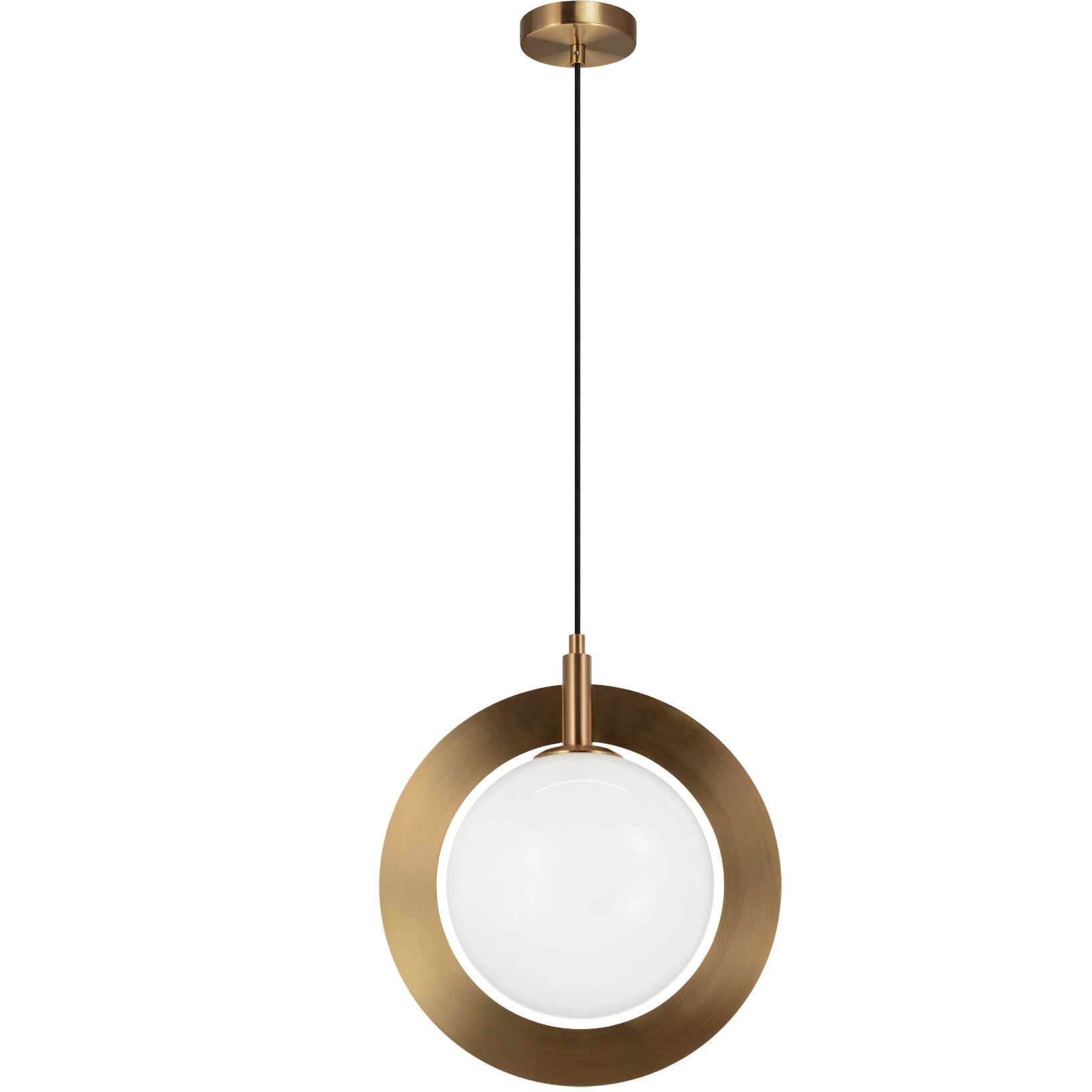 Astro 1 Light 15 inch Aged Gold Brass Pendant Ceiling Light in Aged Gold Brass and Opal Glass