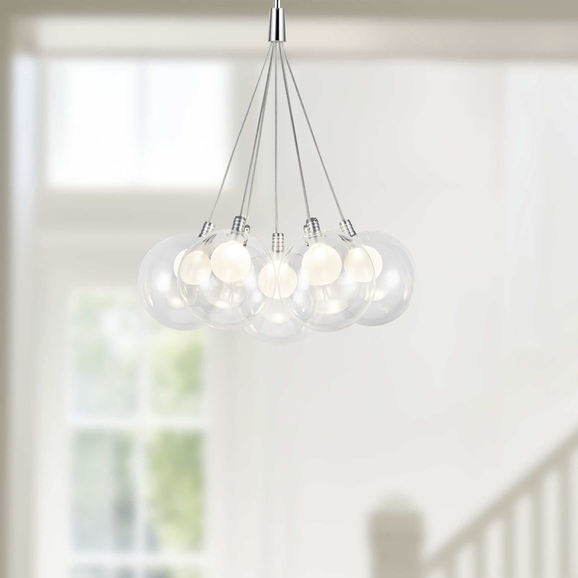 Bolla LED 16.5 inch Chrome Chandelier Ceiling Light in Clear Glass Shade