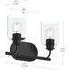 Reines 2 Light 14.75 inch Matte Black Bath Vanity Wall Light