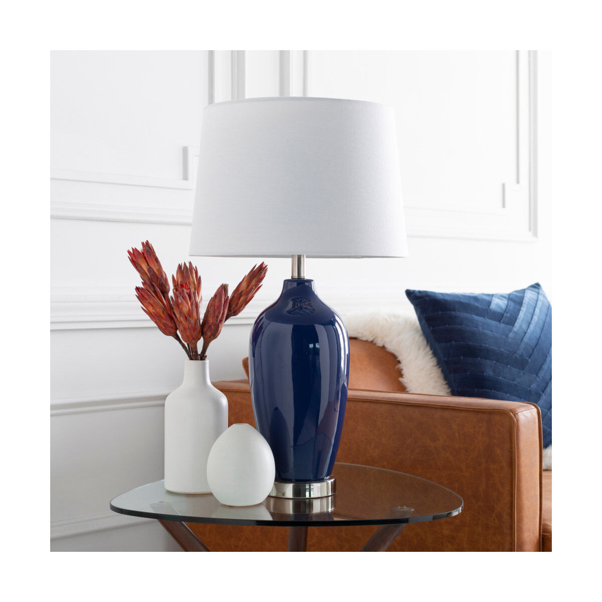 Lyle 27 inch 100 watt Navy Table Lamp Portable Light