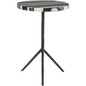 Fine Line 24 X 16 inch Black and White Marble with Distressed Aged Iron Accent Table