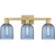Arcadia Bella 3 Light 24.5 inch Brushed Brass Bath Vanity Light Wall Light in Blue