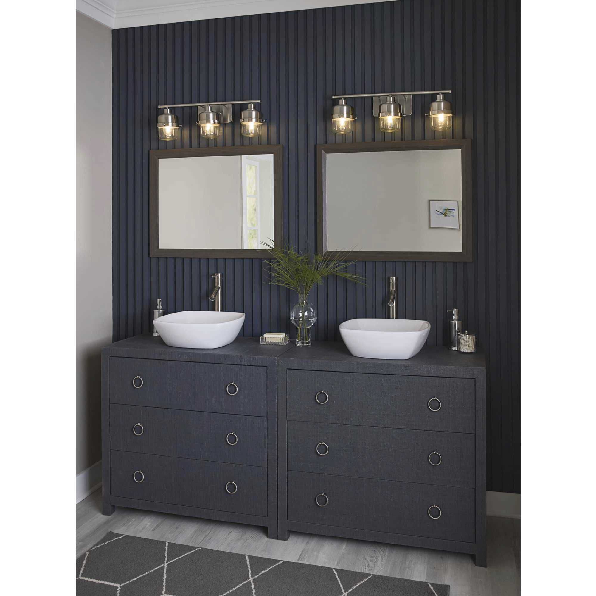 Beckner 3 Light 24.12 inch Brushed Nickel Bath Light Wall Light