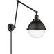 Franklin Restoration Hampden 32.5 inch 60 watt Matte Black Swing Arm Wall Light in Seedy Glass