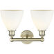 Bristol Glass 2 Light 16.5 inch Antique Brass and Matte White Bath Vanity Light Wall Light