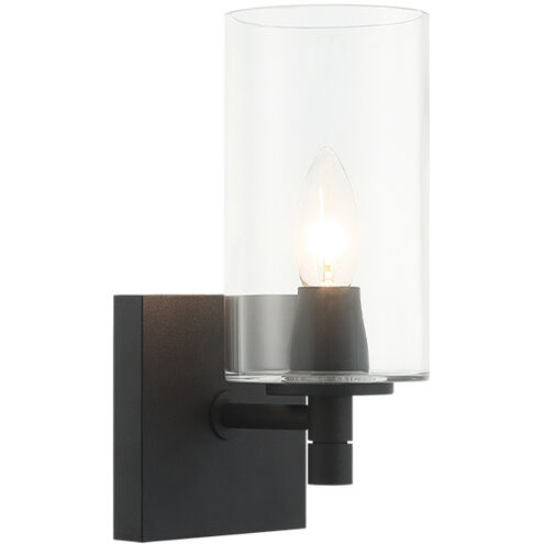 Candela Wall Sconce Wall Light in Matte Black and Clear
