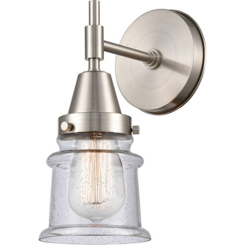Caden LED 5.25 inch Satin Nickel Sconce Wall Light in Seedy Glass