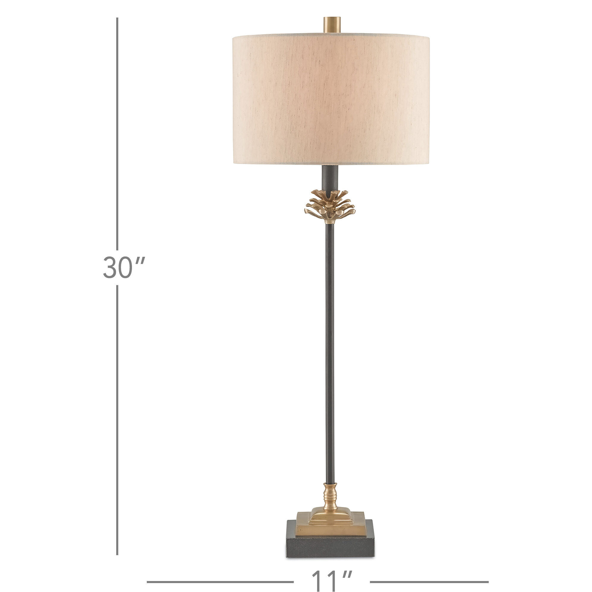 Pinegrove 30 inch 100 watt Antique Brass/Black Table Lamp Portable Light