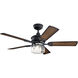 Lyndon 52 inch Distressed Black with Dark Walnut Blades Ceiling Fan