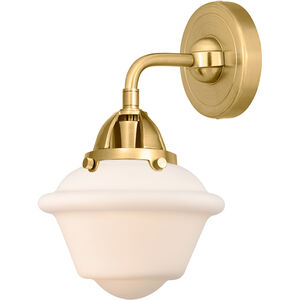 Nouveau 2 Small Oxford LED 8 inch Satin Gold Sconce Wall Light in Matte White Glass