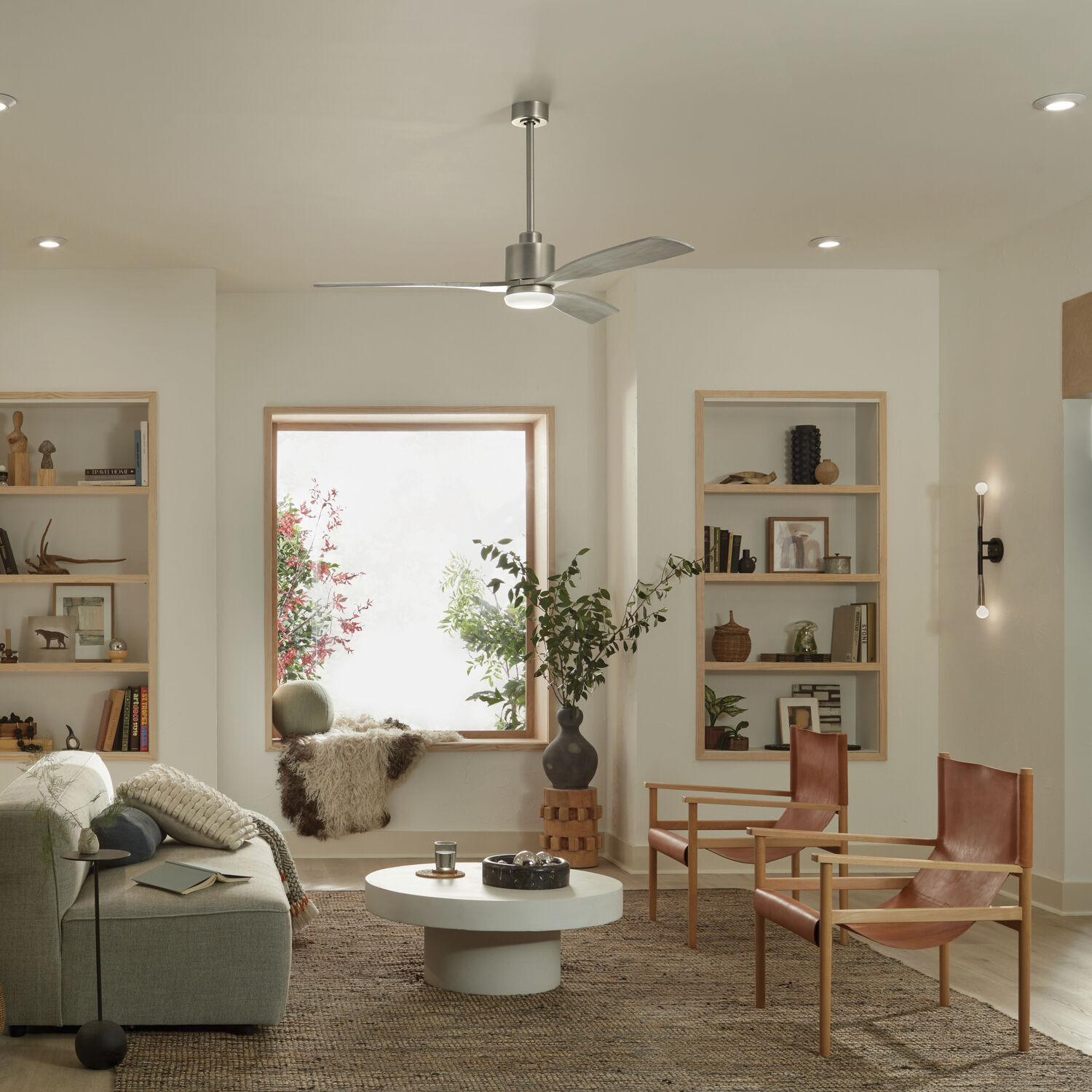 Ridley 60 inch Antique Pewter with Weathered White Walnut/Weathered White Walnut Blades Ceiling Fan