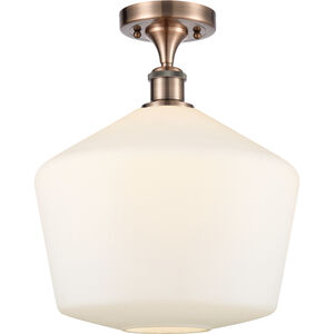 Ballston Cindyrella LED 12 inch Antique Copper Semi-Flush Mount Ceiling Light in Matte White Glass
