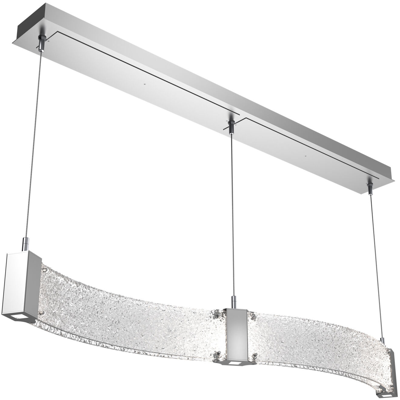 Parallel LED 48 inch Classic Silver Linear Pendant Ceiling Light in 3000K LED, Clear Rimelight, Curved