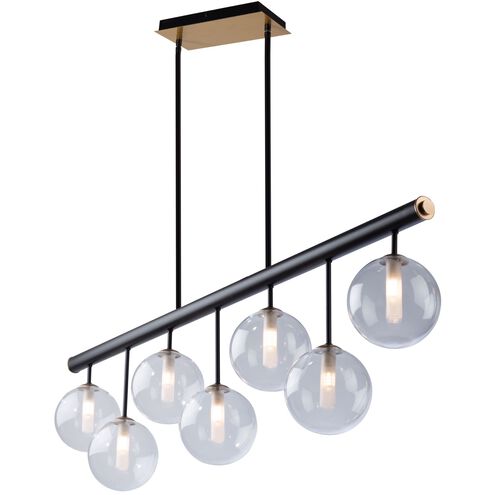 Aurelia 7 Light 48 inch Matte Black and Brass Island Light Ceiling Light