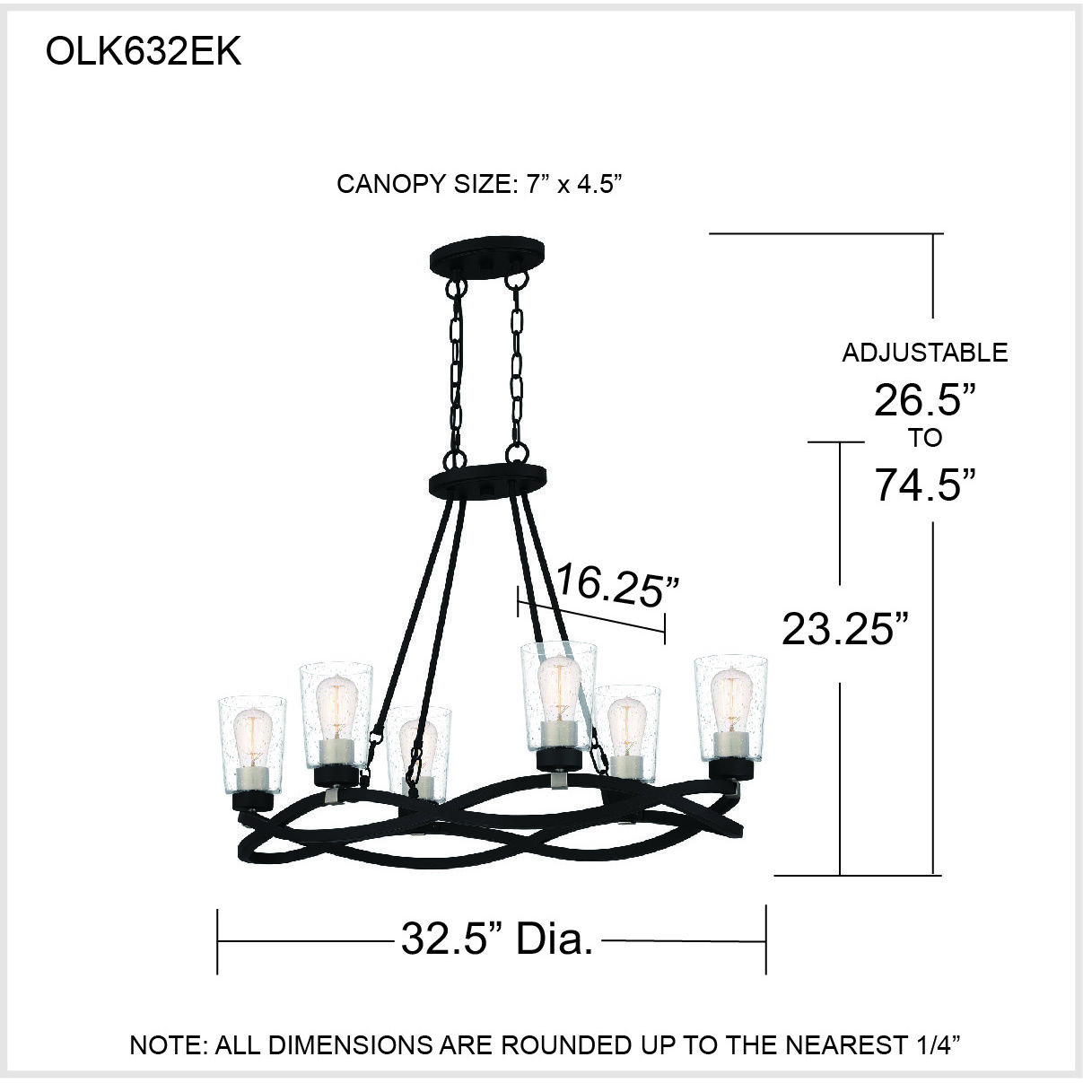Overlook 6 Light 33 inch Earth Black Island Light Ceiling Light