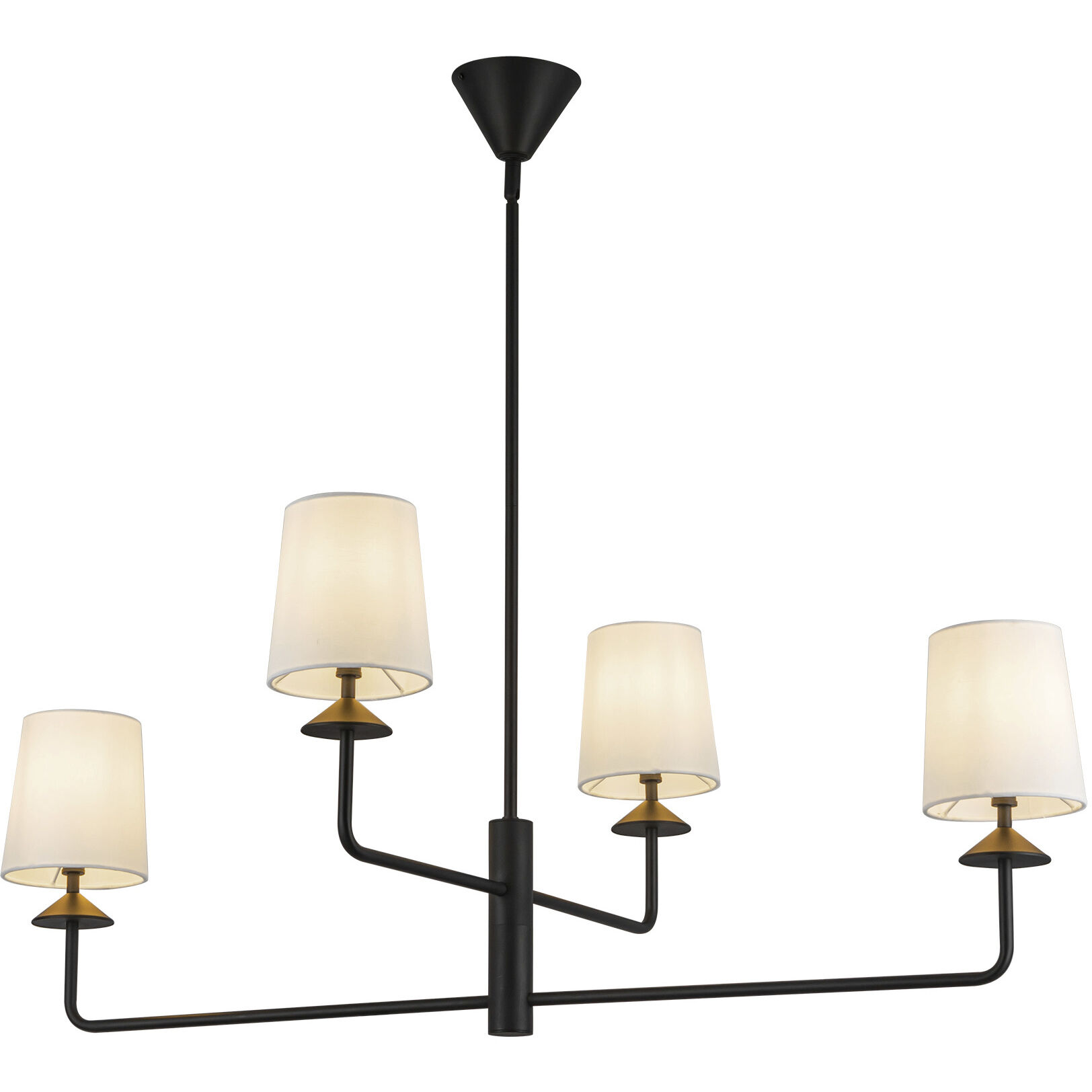 Alora Mood Bridgette 4 Light 29.5 inch Matte Black/White Linen Chandelier Ceiling Light in White Linen Shade