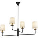 Alora Mood Bridgette 4 Light 29.5 inch Matte Black/White Linen Chandelier Ceiling Light in White Linen Shade