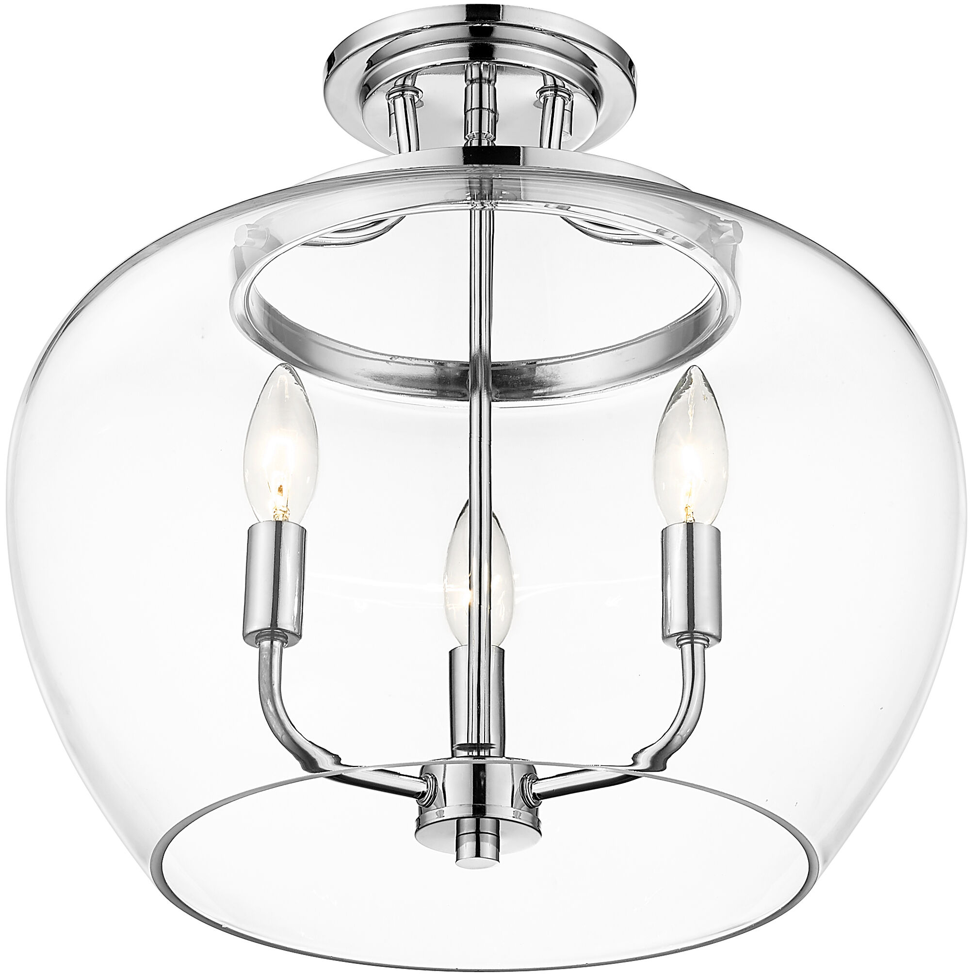 Joliet 3 Light 15.75 inch Chrome Semi Flush Mount Ceiling Light