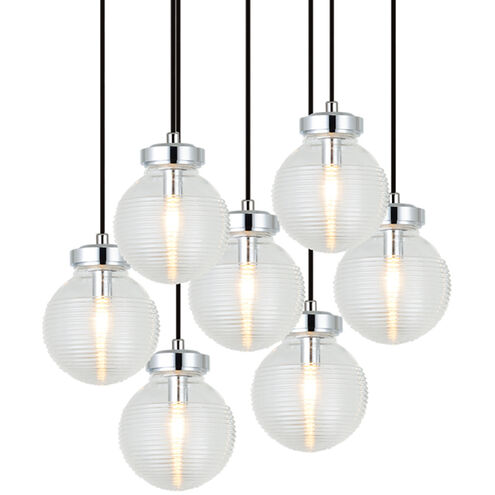 Ridge 7 Light 20.88 inch Chrome Pendant Ceiling Light in Chrome and Clear