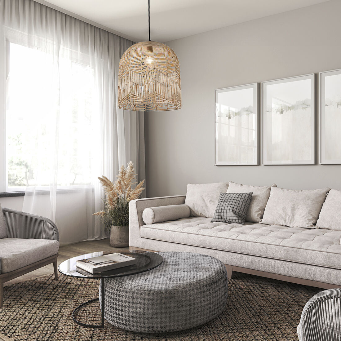 Indy 1 Light 16 inch Natural Pendant Ceiling Light