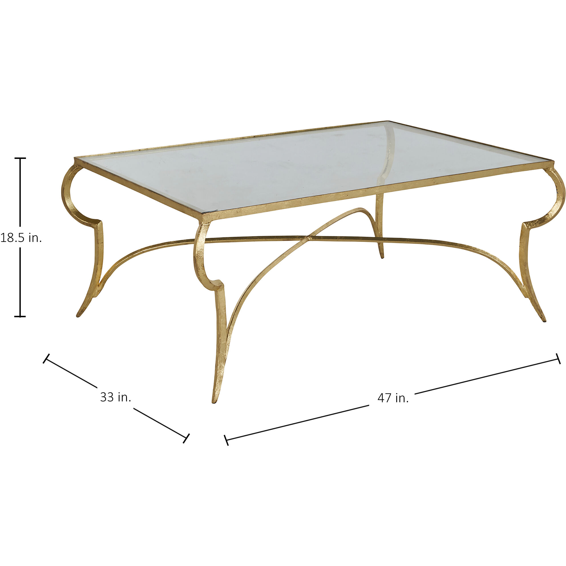 Evelina 47 X 33 inch Royale Leaf and Tempered Glass Coffee Table
