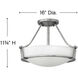 Hathaway 3 Light 16 inch Antique Nickel Indoor Semi-Flush Mount Ceiling Light in Etched White