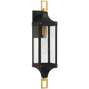 Glendale 1 Light 28 inch Matte Black with Burnished Brass Outdoor Wall Lantern