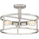 New Harbor 3 Light 15 inch Brushed Nickel Semi-Flush Mount Ceiling Light