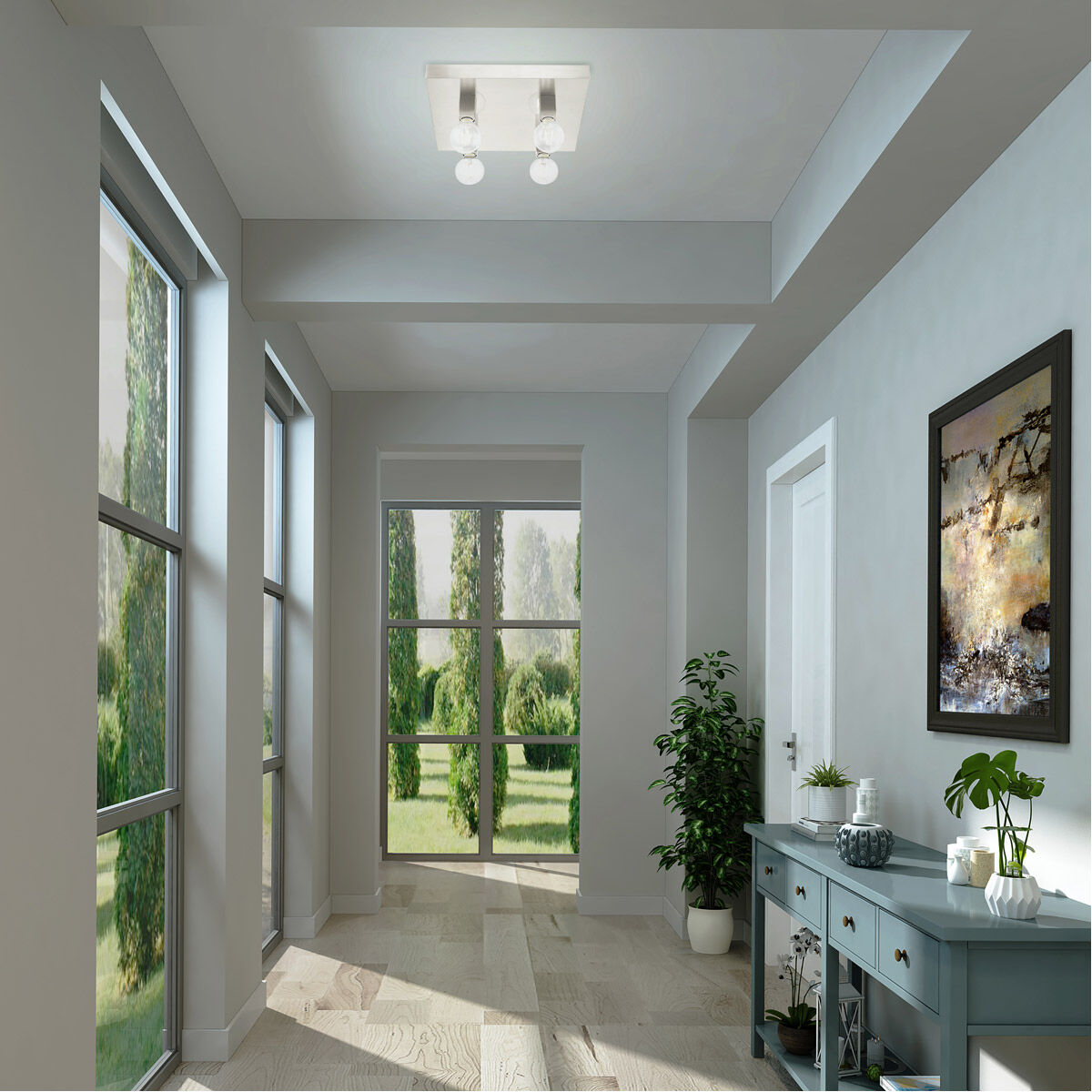 Solna 4 Light 16 inch Brushed Nickel Flush Mount Ceiling Light