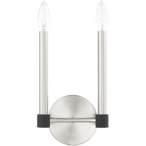 Karlstad 2 Light 7 inch Brushed Nickel with Satin Brass Accents ADA Sconce Wall Light
